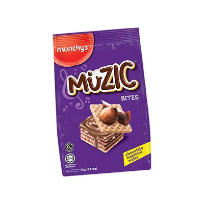 MUNCHYS MUZIC HAZELNUT WAFER BITES 90G